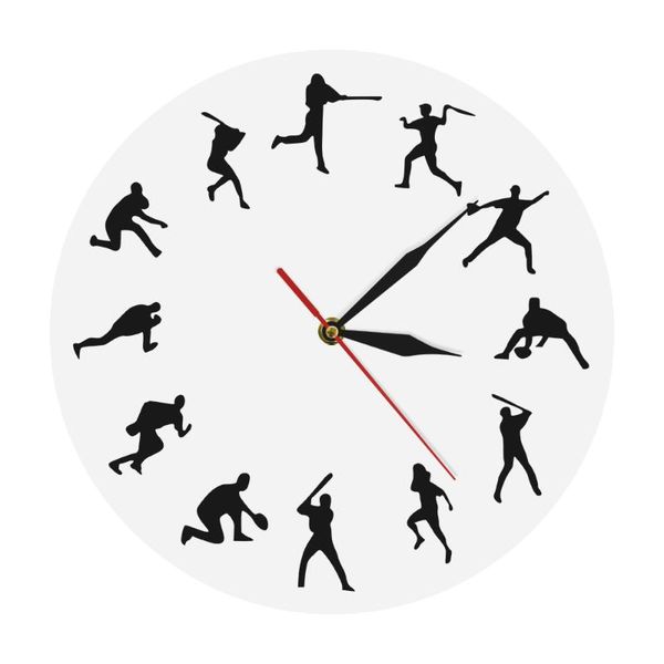 

wall clocks baseball players different poses minimalist design home decor modern clock lovers gift time