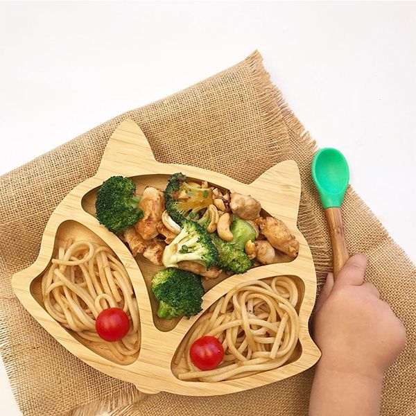 

baby suction bowl and matching spoon set suction stay put feeding bowl with spoon natural bamboo color random