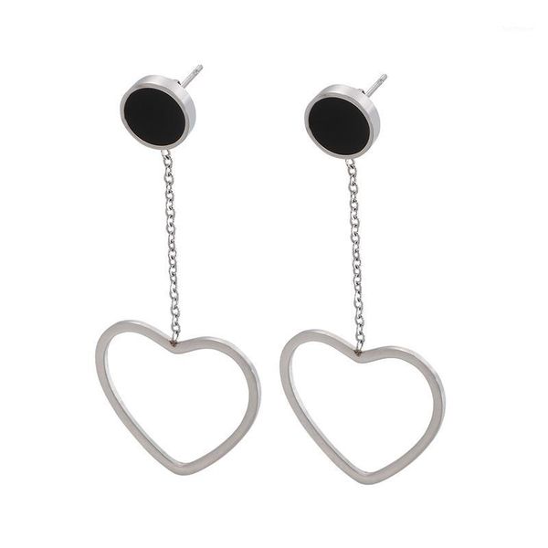 

simple drop earrings for women 3 colors stainless steel heart letter v long dangle earrings boucle d'oreille femme 20201, Silver
