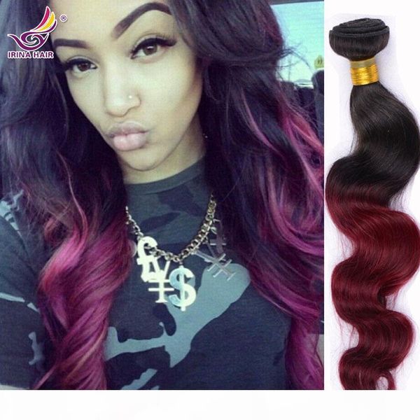 

ombre hair extensions brazilian virgin hair body wave 1b burgundy 4pieces lot red wine unprocessed 100 human hair weaves brazilian body wave, Black
