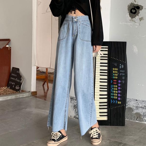 

women's jeans light color is natural will firm offers pockets tall waist slacks loose pants, Blue