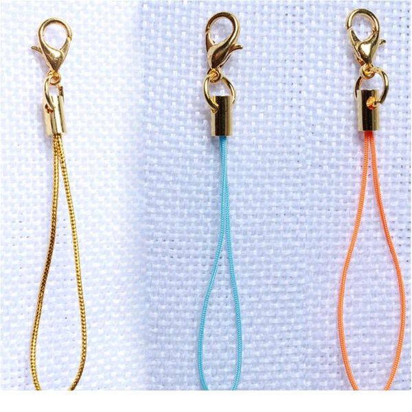 

50pcs mulitcolor gold lobster clasp(12mm) lanyard strap cord (5cm) mobile straps charm nylon key ring chain diy qylbrv