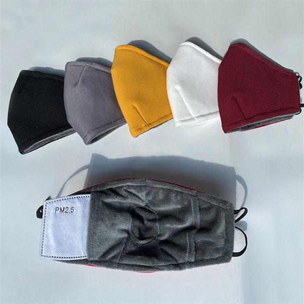 

100pcs warm winter thick face masks 3-ply adults riding cycling mask with filter pocket anti dust windproof outdoor facemask fy9270, Black