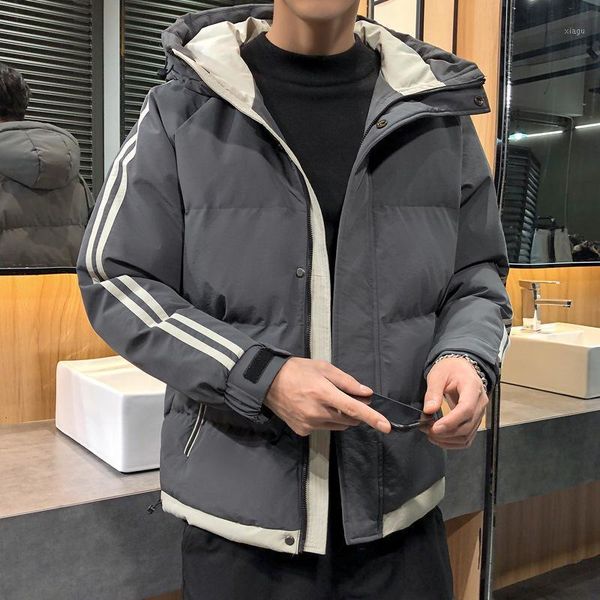 

cotton-padded clothes men hooded jacket han edition loose cotton-padded jacket popular logo sports1, Black