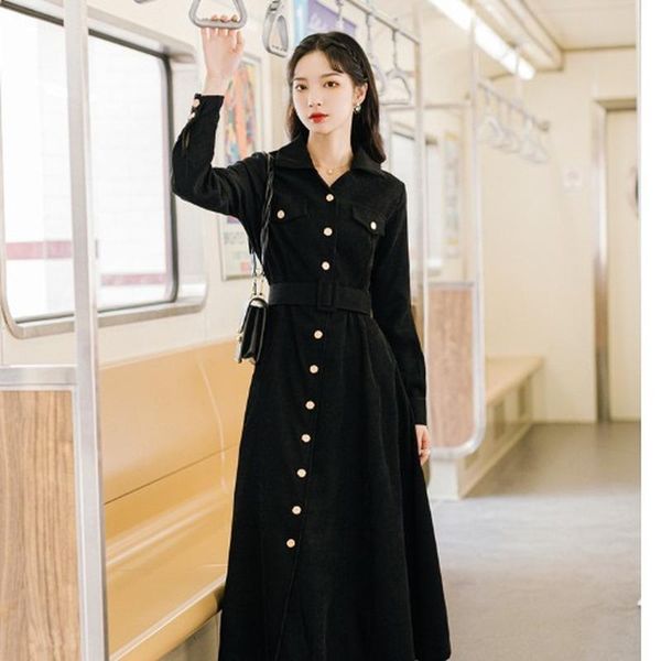 

black dress vintage dresses for women long sleeve elegant dress slim spring autumn 2021 vestido de mujer pph3043, Black;gray