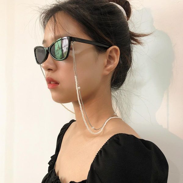 

2020 luxury chic street double layer pearl beaded chain sunglasses fashion handmade imitation pearl glasses holder lanyards h jlllnh