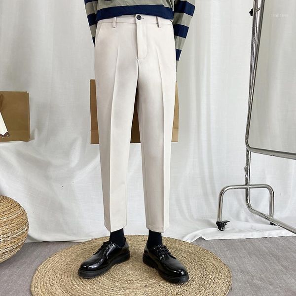 

summer wedding drees pants men business office social formal pants streetwear casual suit slim fit trousers pantalon homme1, White;black