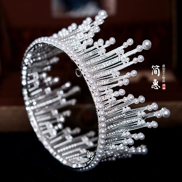 

headdress bride 2020 new pearl wedding modeling accessories studio with makeup crown jewelry, Silver