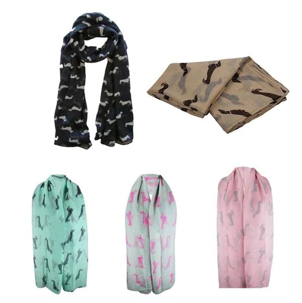 

sausage dachshund dog animal ladies scarf shawl soft feel 180 x 90cm, Blue;gray