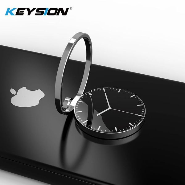 keysion универсальный швейцарские часы pattern металла палец кольцо держатель 360 rotate мобильный телефон стент для iphone x 8 plus для sam