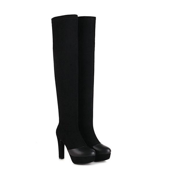 

женщины над коленом высокие сапоги на высоком каблуке осень зима обувь женщина сортовую танцы обувь сапоги, Black