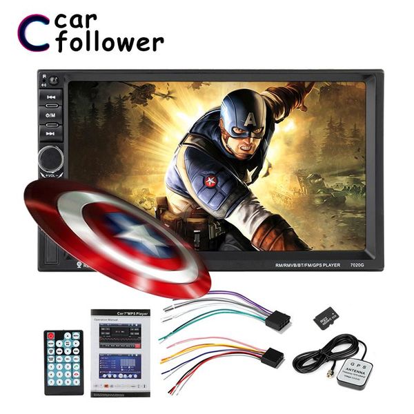 

2 din car multimedia player gps navigation bluetooth audio stereo car radio 7"hd mp5 touch aux usb fm rear view camera