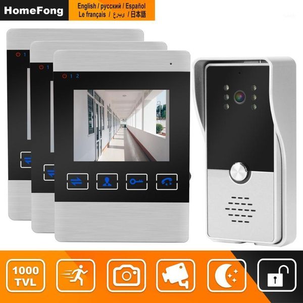 

homefong 4 inch video intercom for home apartment intercom system kit multi-monitor support motion detection night vision unlock1