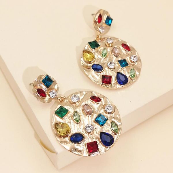 

new style earrings exaggerated geometric round earrings fashion personality zinc alloy acrylic women temperament female, Silver