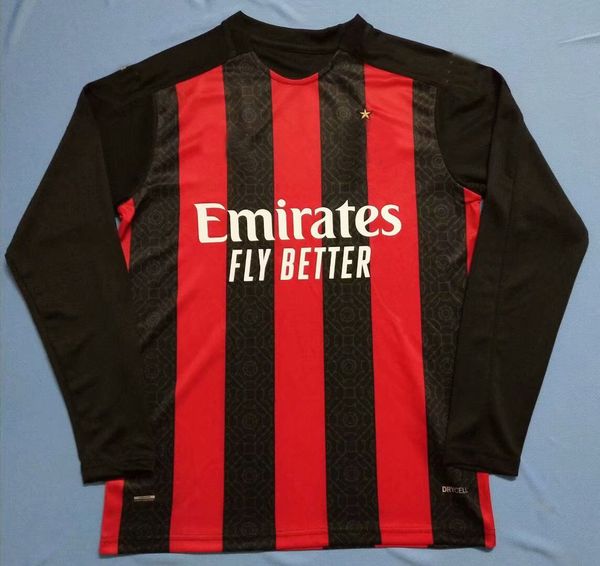 

2020 2021 ac ibrahimovic long sleeve soccer jersey milan rebic brahim tonali theo calhanoglu dalot 20 21 football full shirt, Black;yellow