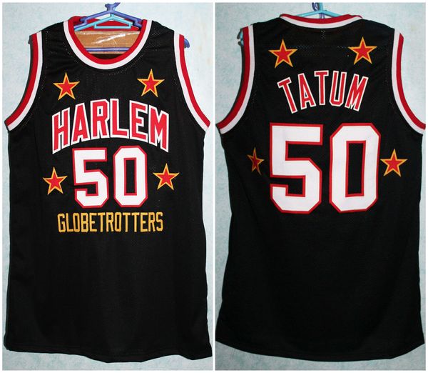 

harlem globetrotters basketball jersey reece goose tatum jersey #50 men's stitched custom throwback size s-5xl, Black