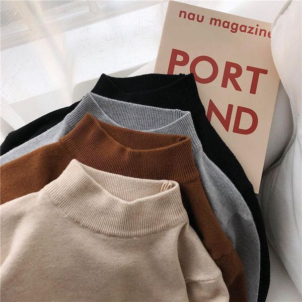 

autumn men's half turtleneck solid threaded sweater fire slim fashion wear long-sleeved stretch knitted christmas pullover1, White;black