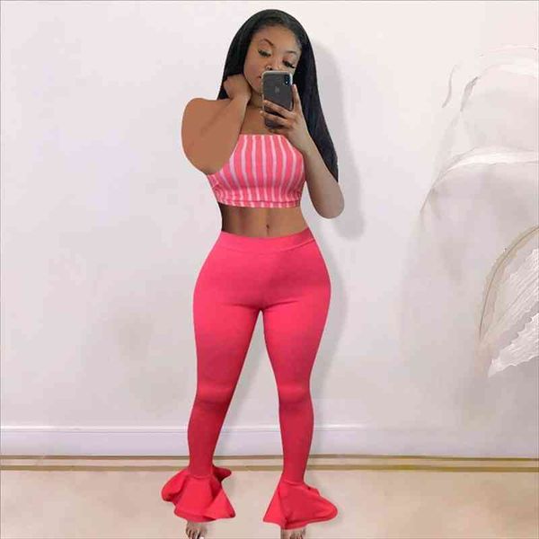 

bodycon two piece set women clothing sets summer 2 piece club outfits for women crop flare pants matching, White