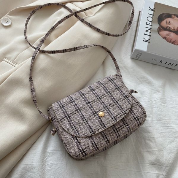 

new autumn and winter fashionable check for women 2020 fashion versatile one shoulder messenger leisure shoulder small square bag small squa