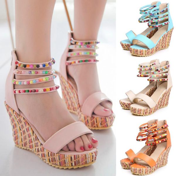 

indoor plush size house womens flats open toe wedges zipper thick bottom shoes comfortable roman sandals buty damskie#121634, Black