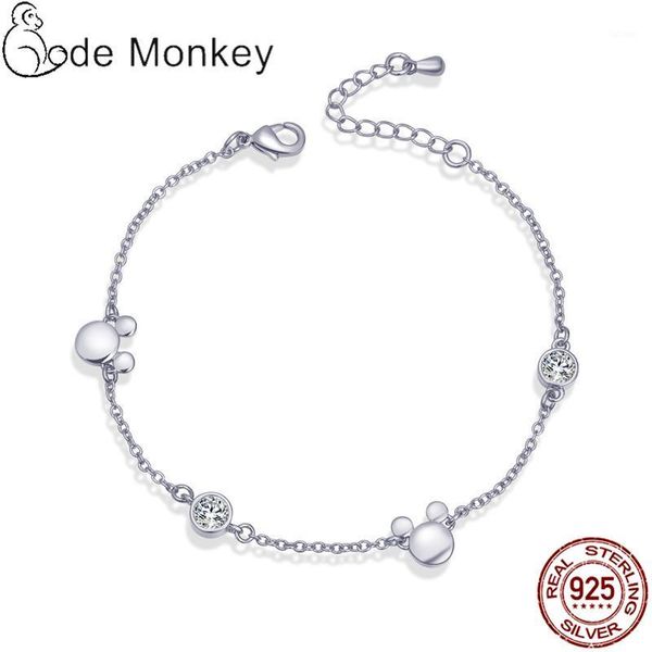 

codedog 2020 new s925 3 style simple zircon mikey women bracelet making fashion jewelry wedding party gift cmb1381, Golden;silver