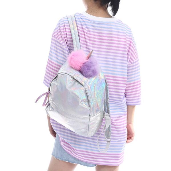 

женщины лазерной голограммы пвх рюкзаки девушка плечо школа рюкзак женской мелкая голографический дорожная сумка mochila feminina