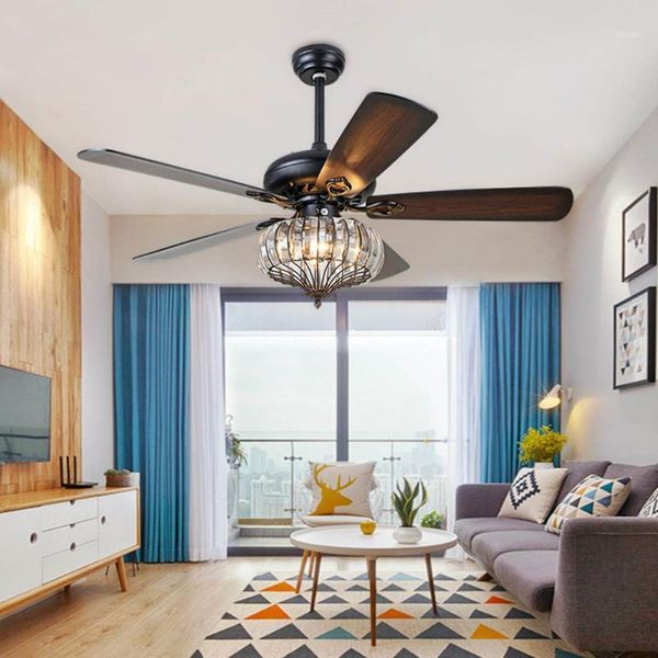 

electric fans 52 inch ceiling fan crystal with light remote control lamps wood home bedroom 110v 220v silent sleep reverse function1