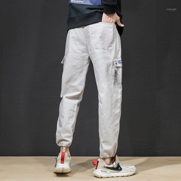 

fitness white sports man pants joggers causal sweatpants men slim fit cotton trousers elastic waist1, Black