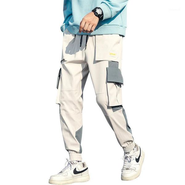 

men's spring autumn pants casual beam feet loose pants overalls male cargo spring streetwear overalls sweatpants1, Black