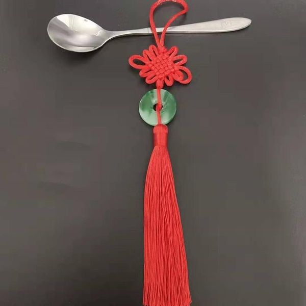 

5pcs green jade piece chinese knot tassels silk fringe diy home textile garment jewelry flower crafts tassel trim party gift h jllzjs