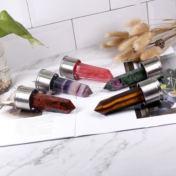 

natural quartz gemstone glass water bottle direct drinking glass cup crystal stone obelisk healing wand bottle accesso bbyizz