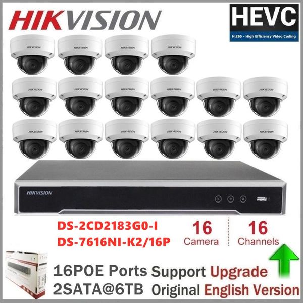 

wireless camera kits hikvision 16ch cctv surveillance kit 8mp security system poe nvr + 16pcs ip h.265 waterproof