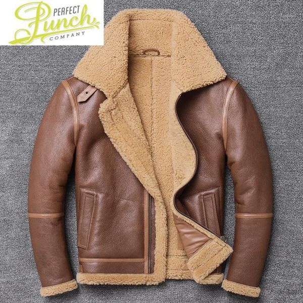 

wool lambs pure skin men genuine leather jacket cultivate locomotive winter thick coat of fur1, Black