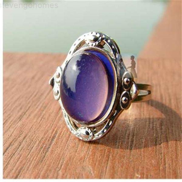 

color temperatuer emotion changing mood ring rings hip hop jewelry, Silver