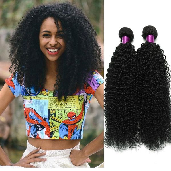 

3 pcs kinky curly virgin hair brazilian curly virgin hair curly human hair weave 8a unprocessed virgin brazilian kinky on sale, Black
