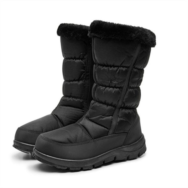 

2020 winter new women tube boots women's casual plus velvet warm cotton shoes non-slip wear-resistant snow boots bota feminina, Black