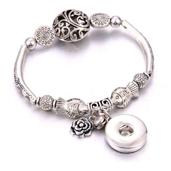 

2019 new 18mm snap bracelets elephant charm bead bangle & bracelet fashion snap jewelry for w bbywfc, Golden;silver