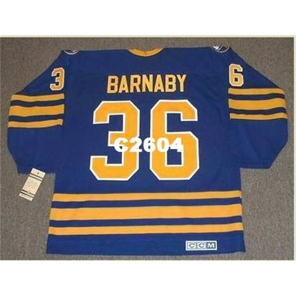 

mens #36 matthew barnaby buffalo sabres 1995 ccm vintage retro hockey jersey or custom any name or number retro jersey, Black