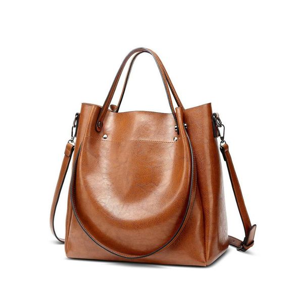 

women leather totes fashion and simple style shoulder bucket large capacity crossbody bag all match crossbody bags for women
