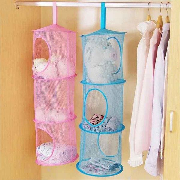 

hanging mesh storage bag 3 compartments space saver organizer bags toy storage basket for kids room wall door closet organizer