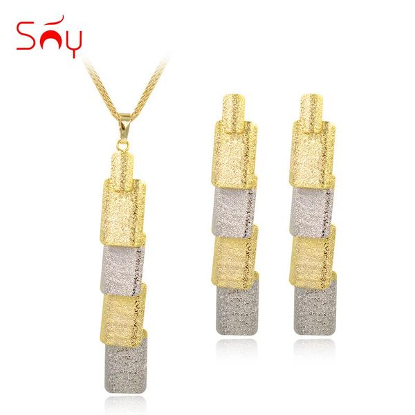 

sunny jewelry fashion jewelry 2020 long square earrings pendant necklace sets for women for party wedding anniversary, Silver