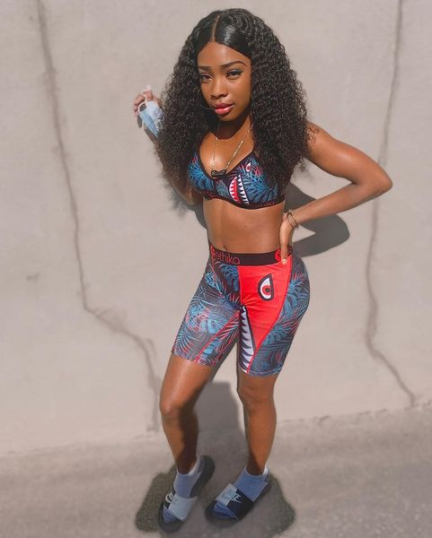 

ethika женщины дизайнер купальники crop top vest + плавки шорты багажники боксеры 2 piece set tracksuit лоскутная shark camo купальники бики, Gray