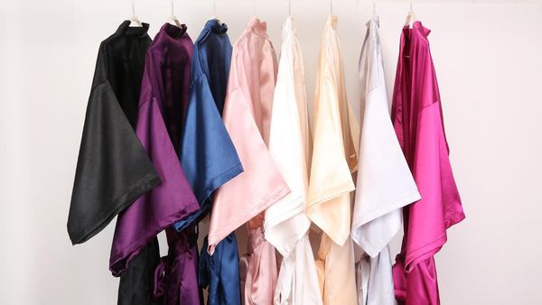 

c&fung new lady plain robe women's satin short kimono wedding robe bathrobe silky pajamas dressing gown robes s-xxl1, Black;red