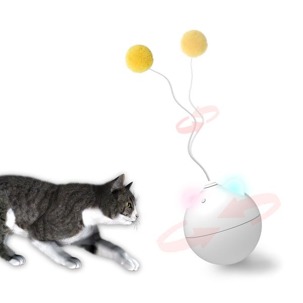 Creativo elettrico Tumbler Cat Toy Smart Teasing Rolling Ball Cat Toys LED Light Cats Toys Interactive Self Rotating Ball Ropes LJ201125