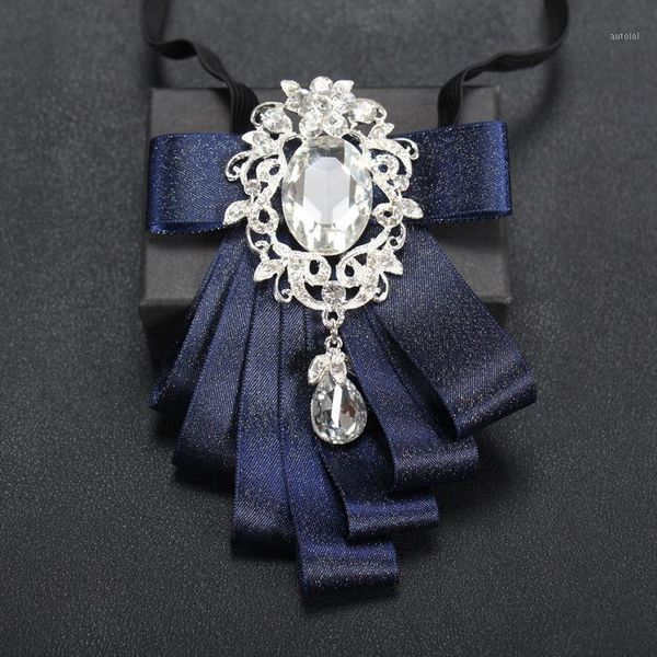 

crystal bow tie silk ribbon jewellry women bowtie fashion uniform bow ties retro wedding collar wear butterfly1, Blue;purple