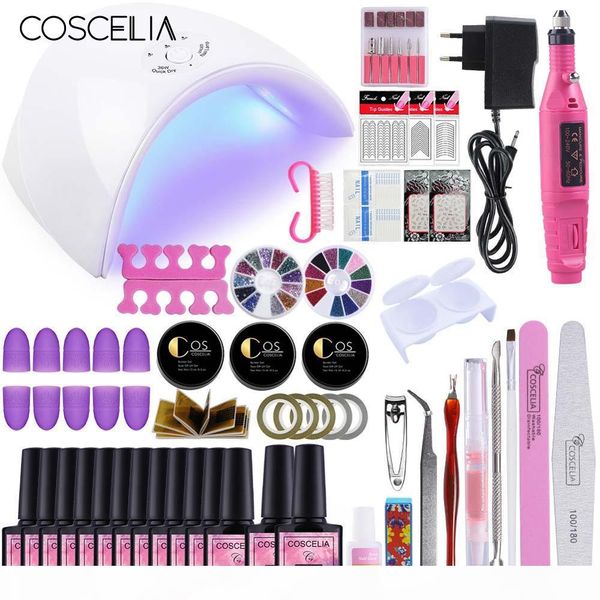 

coscelia 36w nail lamp dryer set nail gel polish with professional drill manicure for tools kit 6 10 12pc color polish