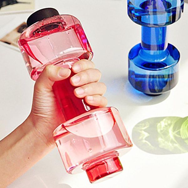 

dumbbells creative dumbbell plastic bottle sports water bottles portable leakproof mancuernas lose weight barbell home gym equipment1
