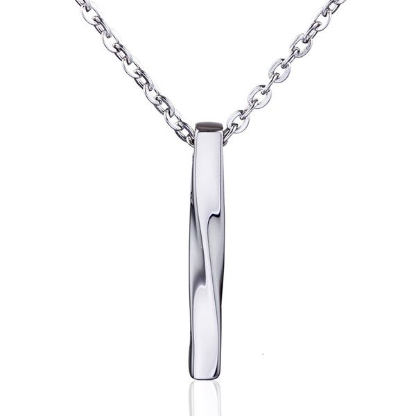 

korean titanium men's stainless jewelry japanese and steel cylindrical twisted necklace personality pendant, Silver