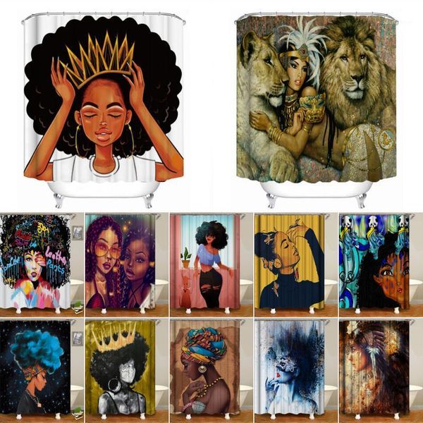 

shower curtains african american women with crown bathroom curtain queen couple lion polyeste fabric bathtub decor1