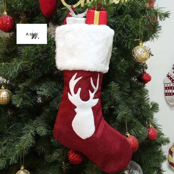 

jbb1j 2020 gift pendant red bag lu9co hemp christmas embroidered elk socks christmas gift pendant socks
